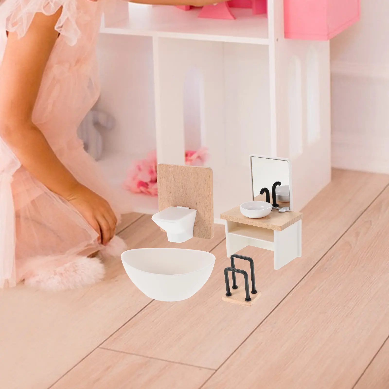 

1Set 1:12 Scale Miniature Bathroom Furniture Bathtub Sink Toilet Cabinet Accessories for Dollhouse Dollhouse Kitchen Cabinets