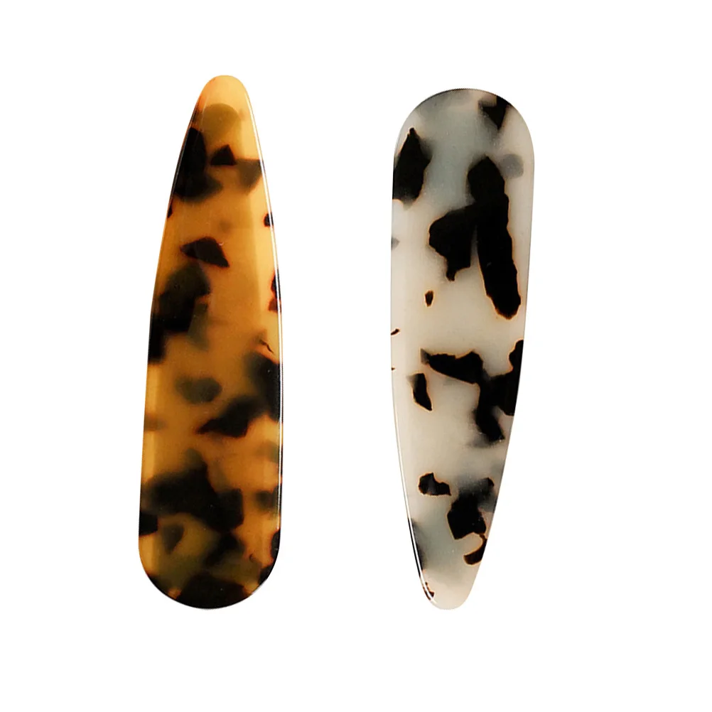 قطعتان من مشابك الشعر الرخامية البسيطة، مشابك منقار البط، إكسسوارات شعر التمساح للسيدات والنساء (القهوة والبيج)