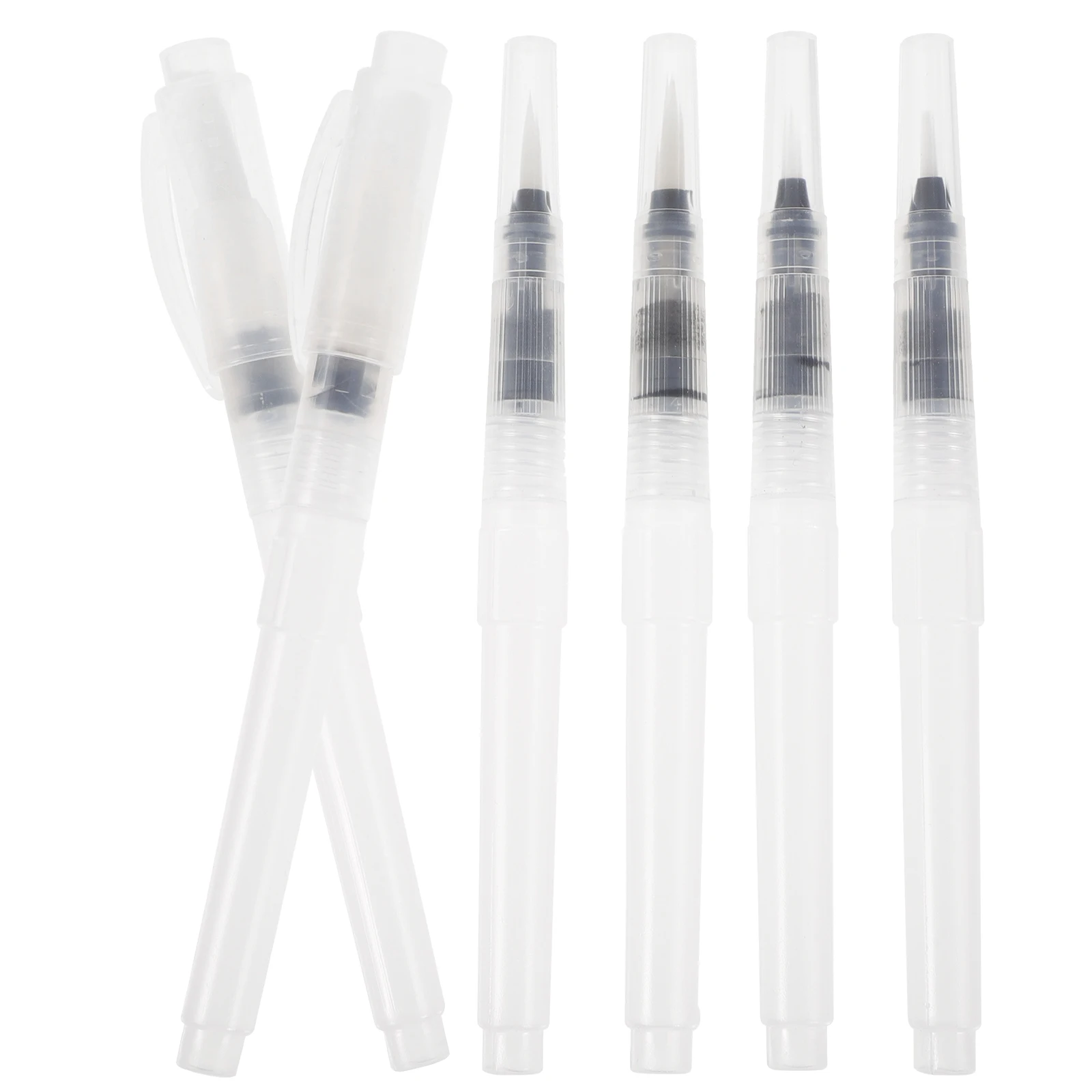 

6pcs Watercolor Brush Pens Portable Plastic Travel Student Painting Supply Lightweight Practical Paintbrushes