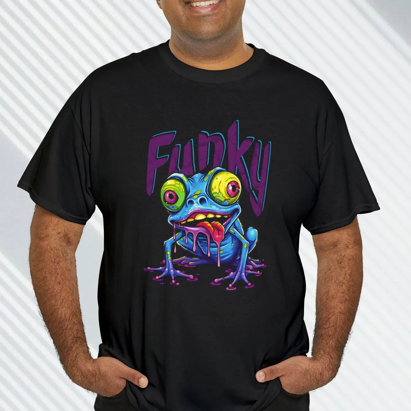 Funky Mutant Frog Custom Heavy Cotton T Shirt