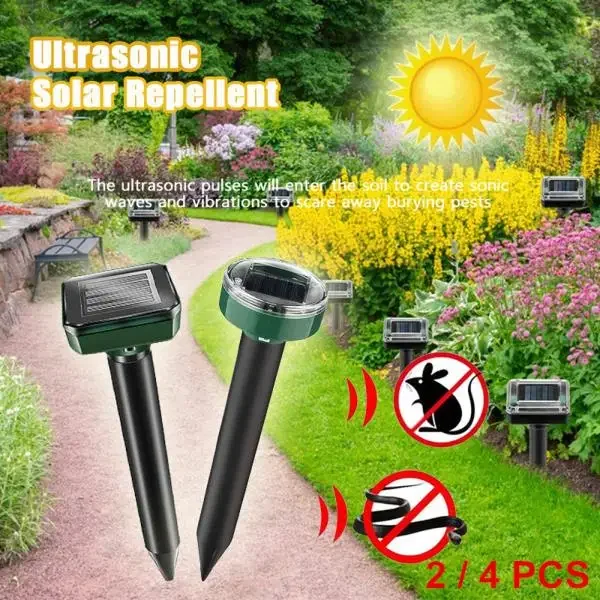 Solar Animal Mouse Repeller Waterproof Ultrasonic Repellent Snake Bird Mosquito Mouse Pest Repeller For Lawn Garden Yard Device