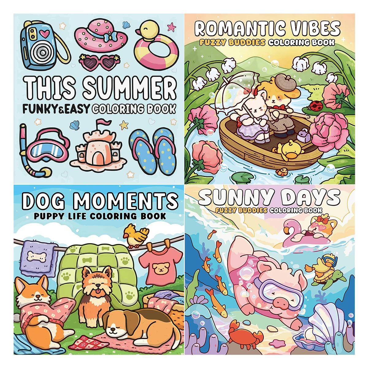 

Sunny Days Coloring Books, Cheerful Scenes, Easy Coloring, For Home Parent - Child DIY, Relax, Unwind, Boost Creativity