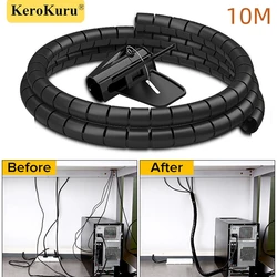 10M/5M/2M Flexible Spiral Cable Wire Protector Cable Organizer Computer Cord Protective Tube Clip Organizer Management Tools