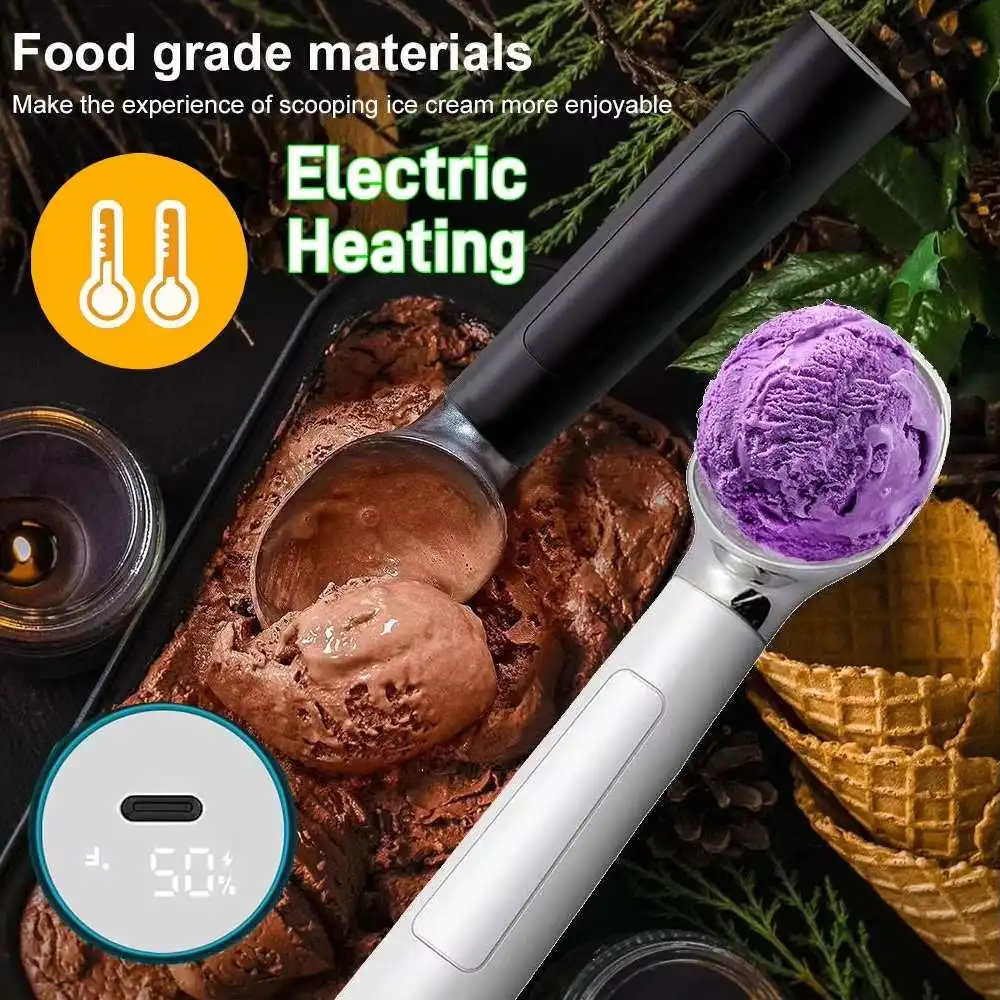

Heated Ice Cream Scoop Professional Ice Cream Scoop Kit Safe Self Warming Spoon Rechargeable Icecream Scoop for Hard Ice Cream
