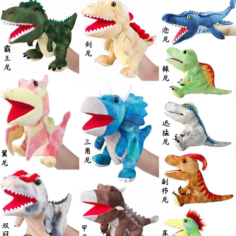 Jouets en peluche pour enfants, marionnette d'histoires au doigt, poupées Kawaii, dinosaure, crocodile, dragon, cadeau pour bébé