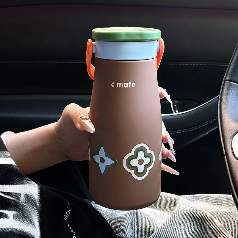 60ml Ceramic Lined Insulated Water Bottle Large Capacity Stylish Student Double Drinking Straw Cup Portable Tumbler