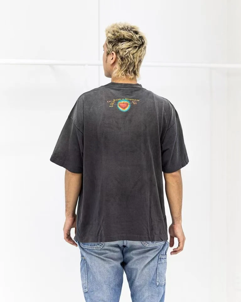 Kanye West Vintage Casual Baggy American Retro Casual Love Printing Short Sleeve Tee Tops Oversize T