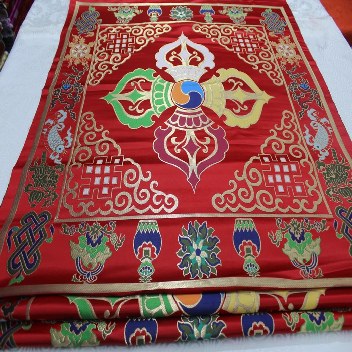 1PCS Tibet ethnic characteristics Buddhism woven decorative jacquard brocade fabric  / King kong figure 70*75cm (a position)