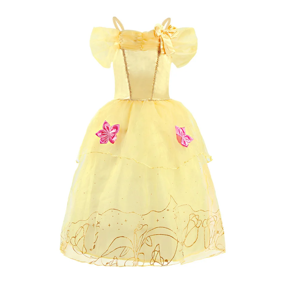 Vestido de princesa navideña para niñas pequeñas, Rapunzel, Bella, Aurora y Cenicienta, Cosplay con accesorios, vestido de baile para banquete adecuado