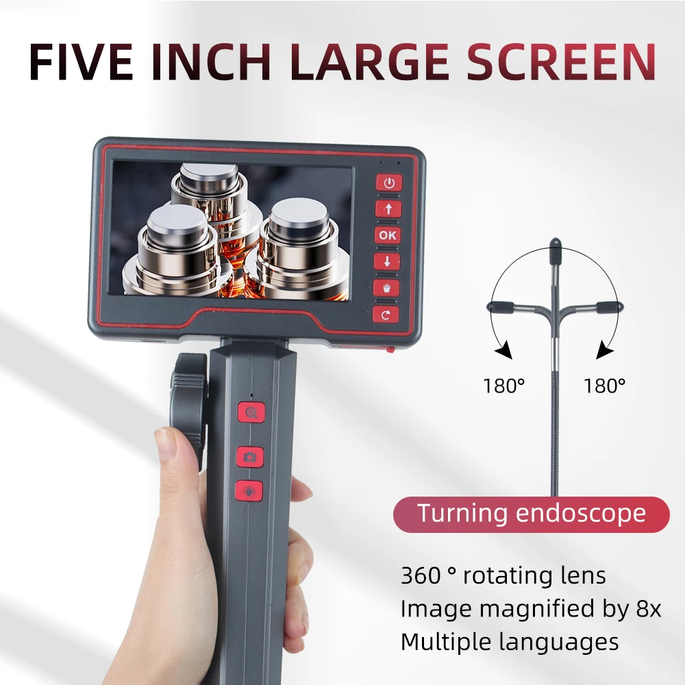 3.9/6mm Articulating Borescope 2 Way 180 Degree Steering Industrial Endoscope 5