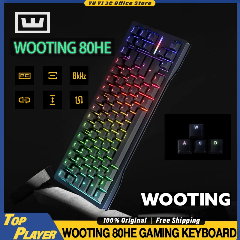 

Игровая клавиатура Wooting 80HE, оригинальная серия Wooting, индивидуальный магнитный переключатель с эффектом Холла, 0,1 мм, быстрый триггер DKS SOCD MT TGL