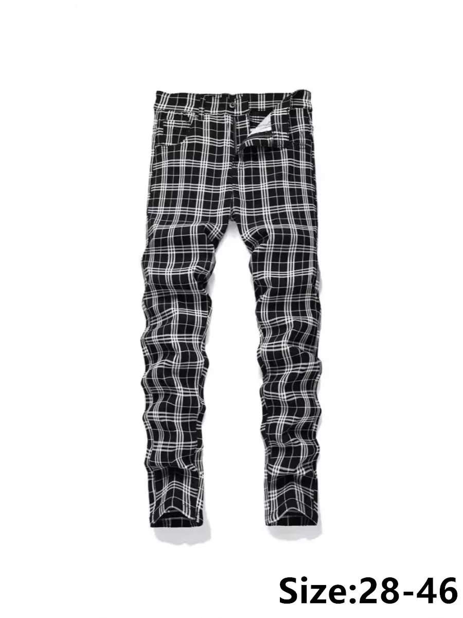 

Новые мужские повседневные брюки в клетку, модные, эластичные, прямого кроя, для бизнеса и повседневной носки, универсальные, зауженные к низу