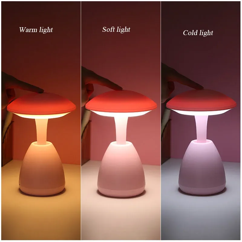 Non-polar Dimming Bedside Lamp ABS Three-speed Control Rechargeable Children's Bedside Lamp Night Light with Built-in Battery