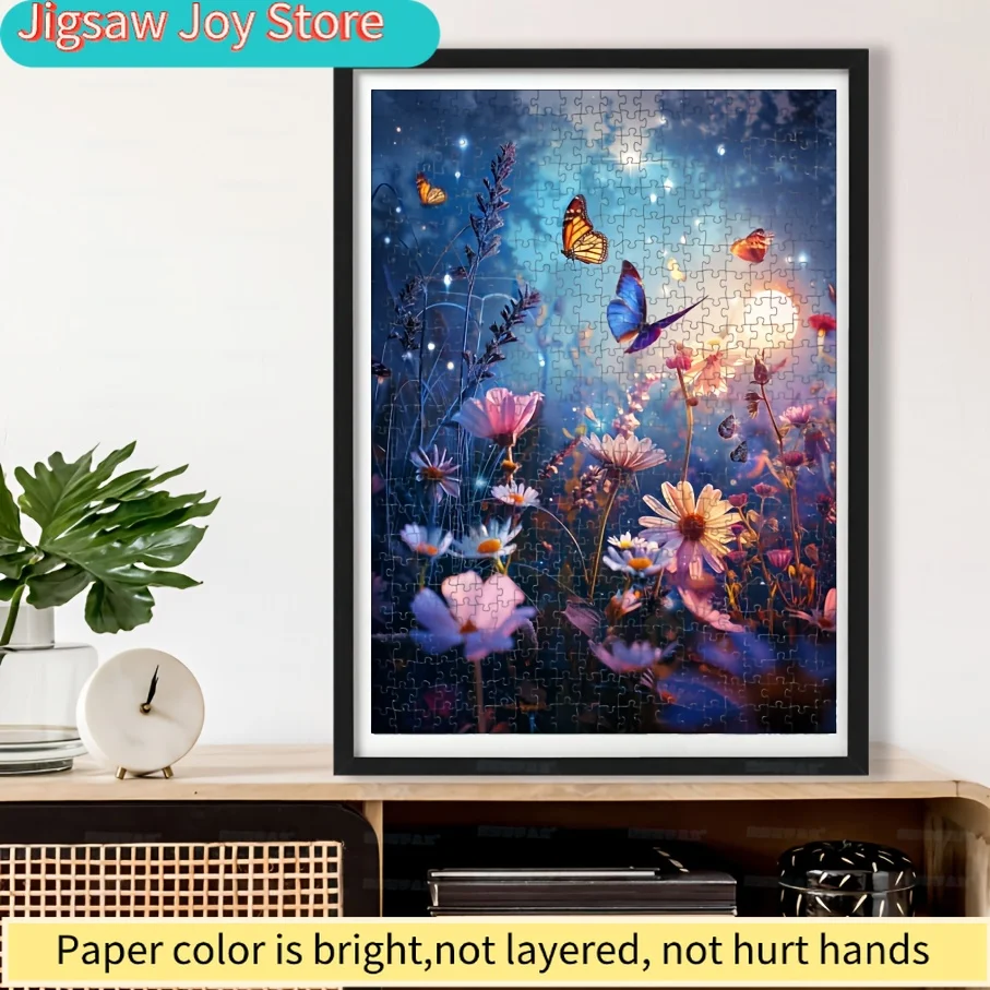 A 500pcs Mini-Sized Paper Puzzle Featuring a Blue Butterfly, Designed for Adults. This Portable Card Game Is Perfect for Parti