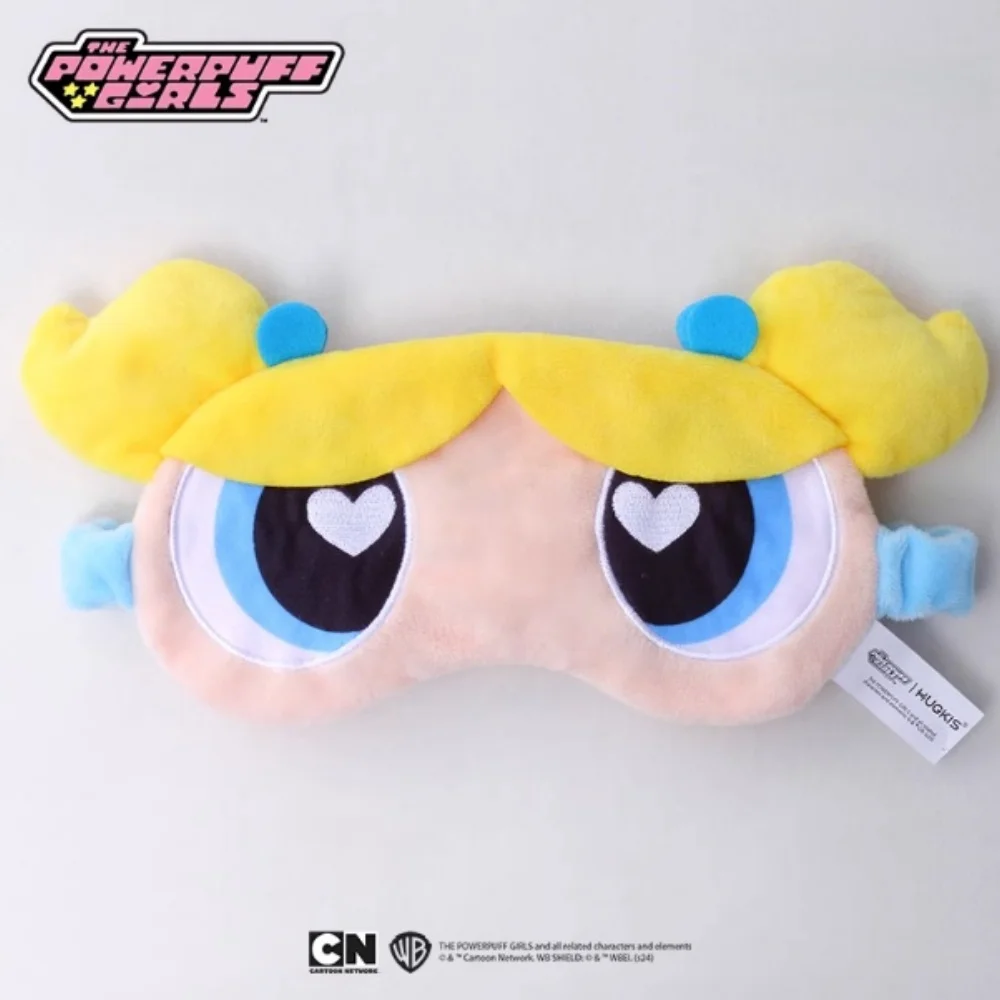 Original The Powerpuff Girls Weiche Plüsch-Augenmasken Augenbinde Schlafmaske Niedliche Augenabdeckung Plüschmaske Augenklappe Nickerchen Gesundheit Augenabdeckung