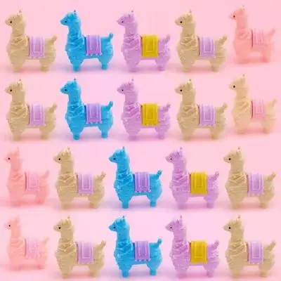 

16pcs Cute Alpaca Erasers High Grade TPR Fun Cartoon Animal Rubber Kids School Gifts Toy Collectibles Room Decor