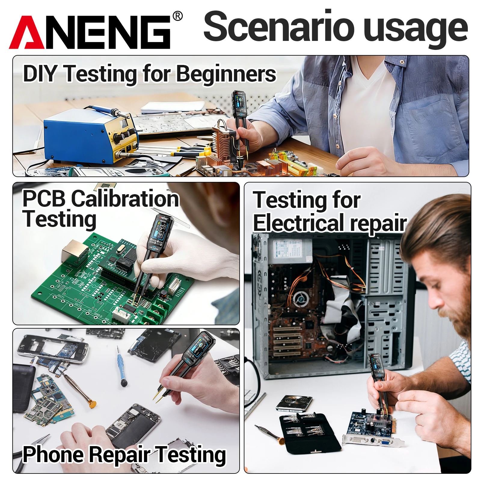 ANENG GN703 SMD LCR Tweezer Meter Resistance Capacitance Inductance Diode For Student Lab Circuit Test Data Hold Auto Shutdown