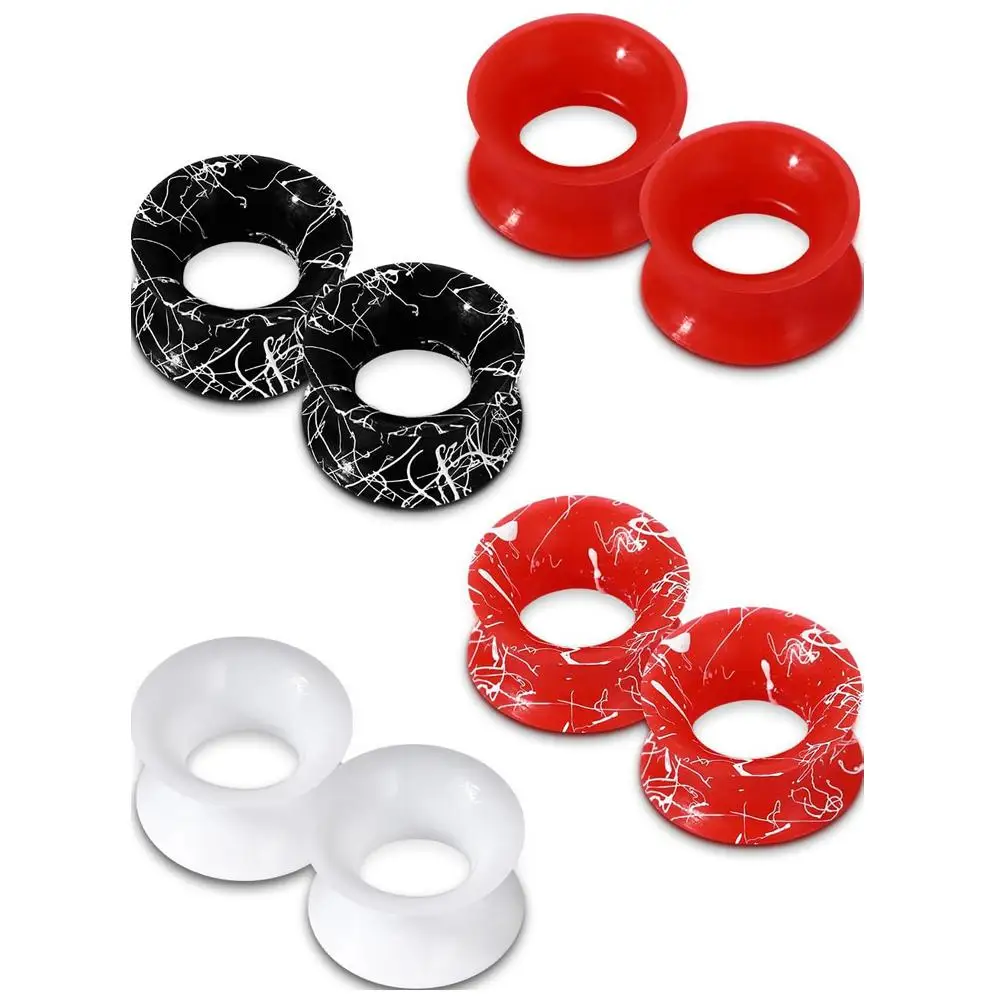 2/8PCS Silicone Gauges for Ear Flexible Ear Gauges Stretchers Expander Ear Tunnel Plugs Double Flared Flesh Ear Piercing Jewelry