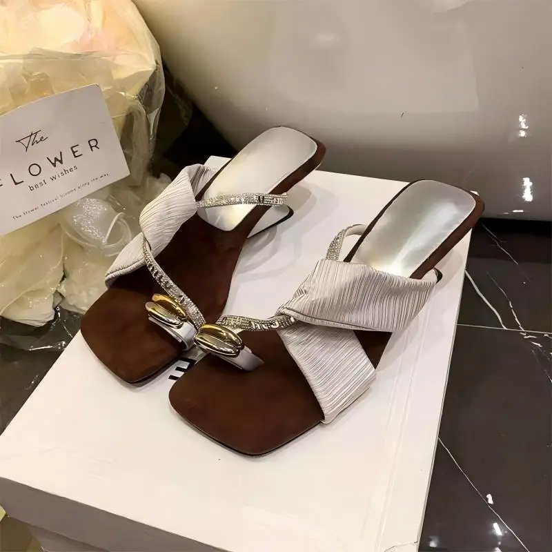 women's dress mules and slides & For Women - All Shoes Luxury Rhinestone Square Toe Sandals