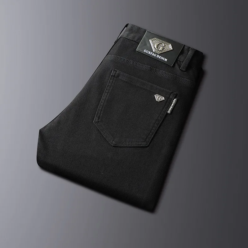 2024 Nieuwe Lichte Luxe High-End Stretchjeans Herenbroek Met Rechte Pijpen, Trendy Casual Zakelijke Lange Zwarte Broek Voor Heren