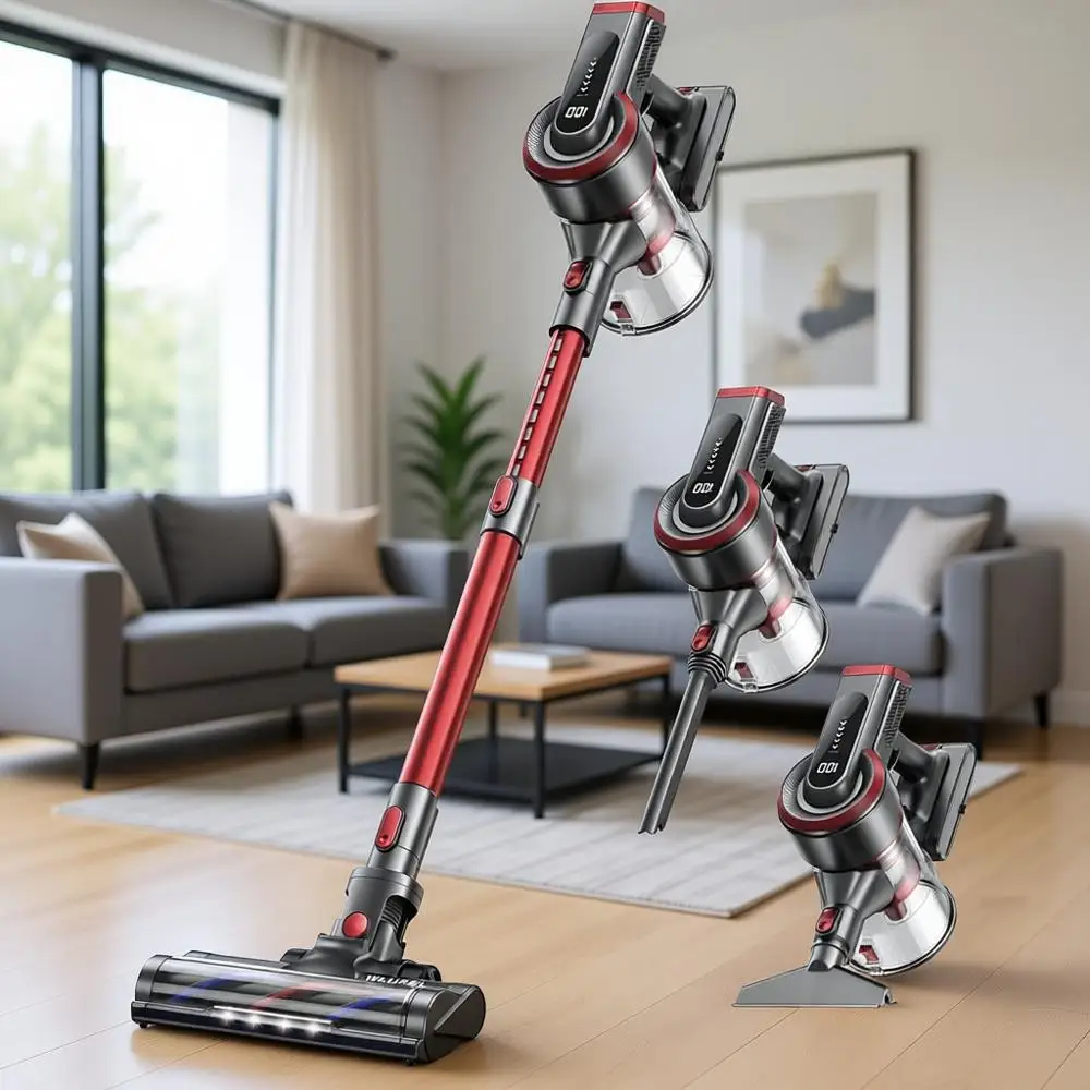 

38kPa Stick Vacuum Cleaner, 450W Powerful Handheld Vacuum with LED Touch Display, 55mins Runtime for Pet Hair, Carpet and Hardwo