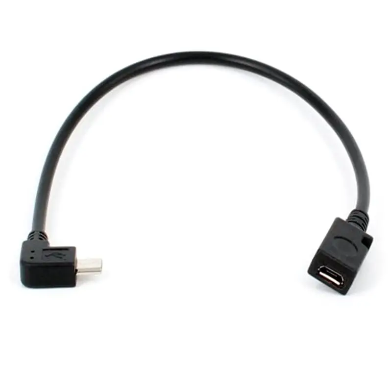 0.25m Micro USB 90 Degree Up, Down, Left, and Right Bend Male to Female Android Phone and Tablet Charging Data Extension Cable