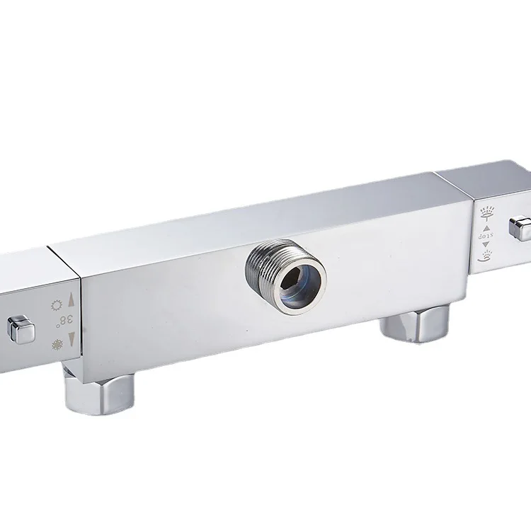 

Brass bathroom wall type intelligent constant temperature shower faucet 38 ℃ temperature control anti-scalding square water