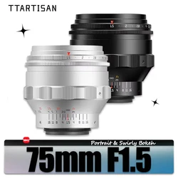 TTArtisan 75mm F1.5 Full Frame Large Aperture Prime Lens for Swirly Bokeh Humanities Camera Photography with M42-mount 562g