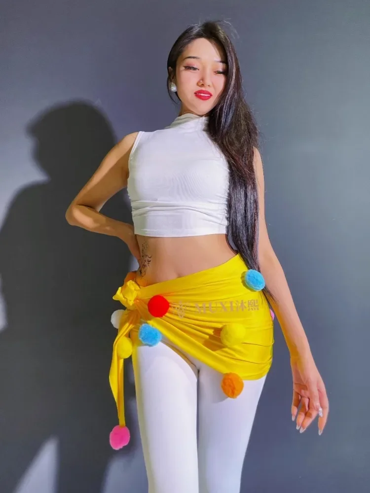 

2024 New Belly Dance Waist Chain Hairball Ball Style Hip Scarf Women's Versatile Item