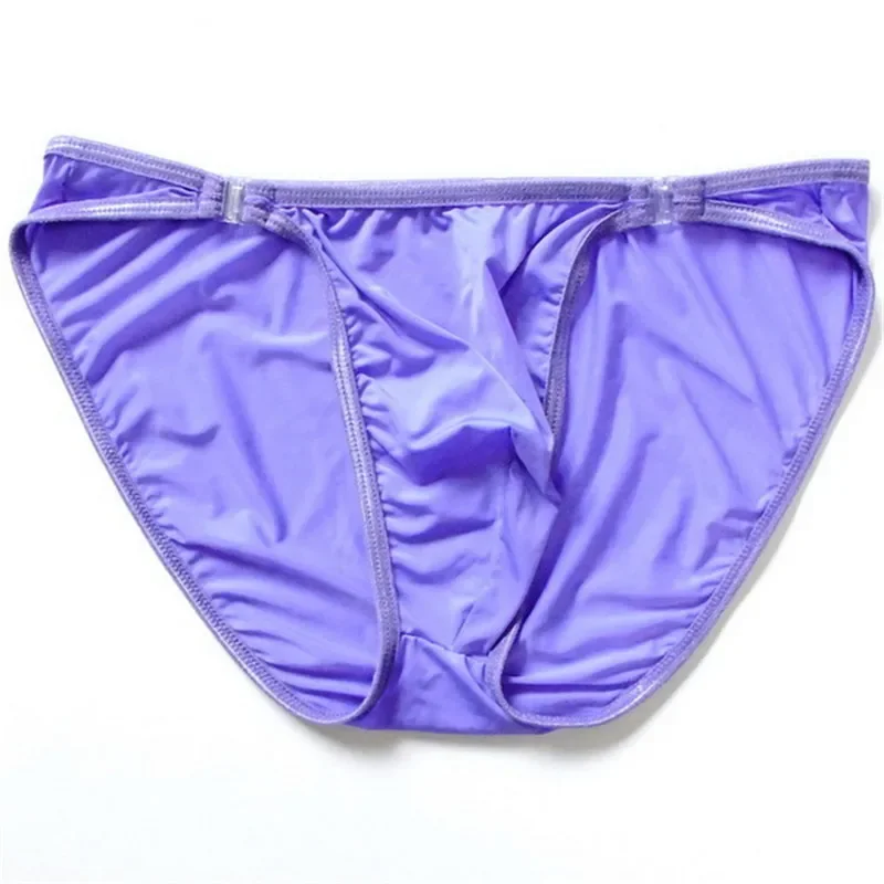 Mens Swim Thong Soft Ice Silk Bikini Briefs Low Rise Male Sexy Transparent Panties Underpant Underwear Sunbath Beach waterPool