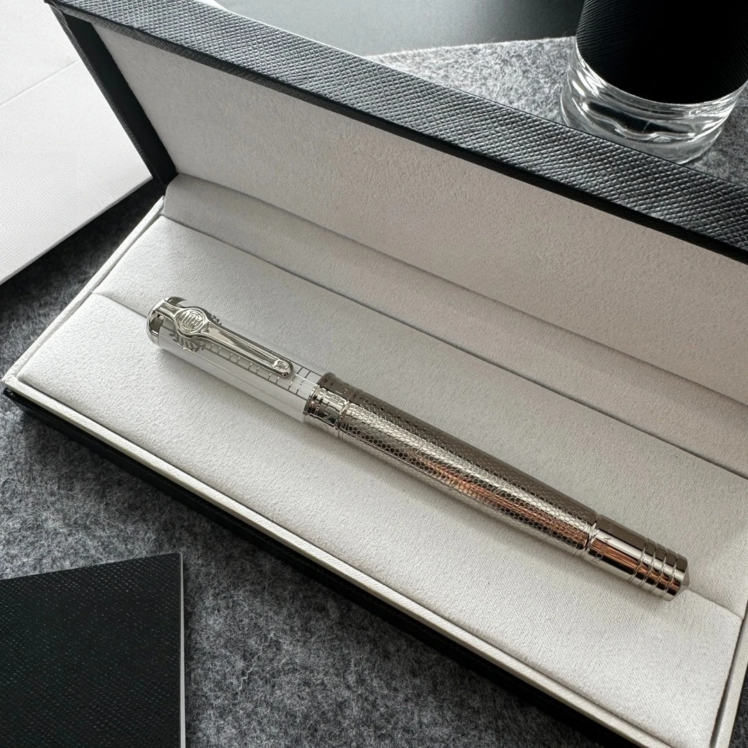 Ballpoint Pens Premium Style Business Writing Pen Textured Barrel Gold Silver Finish Elegant Gift for Men and Professionals