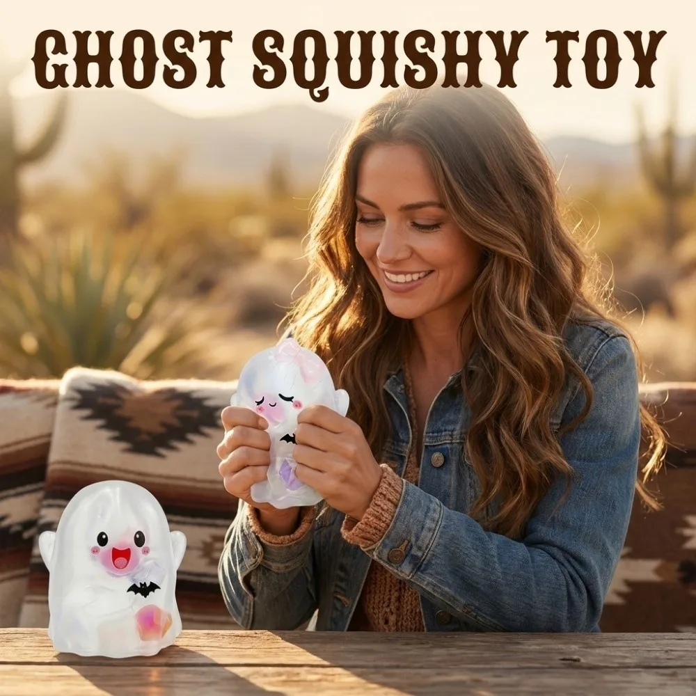 2PCS/SET Cute Cartoon Ghost Squishy Toy Slow Rebound TPR Ghost Fidget Toy Moldable Spooky Slow Rebound Fidget Toy Halloween