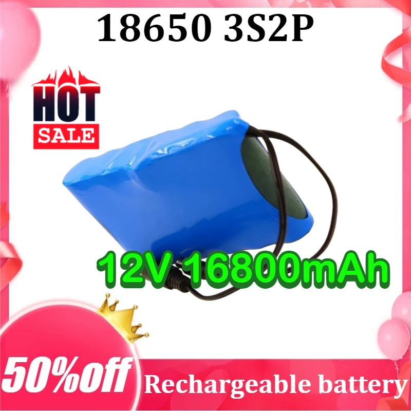 

18650 3S2P Battery Pack 12V 16800mAh Rechargeable Batteries PCB Lithium Battery Pack Protection Board 1A Charger