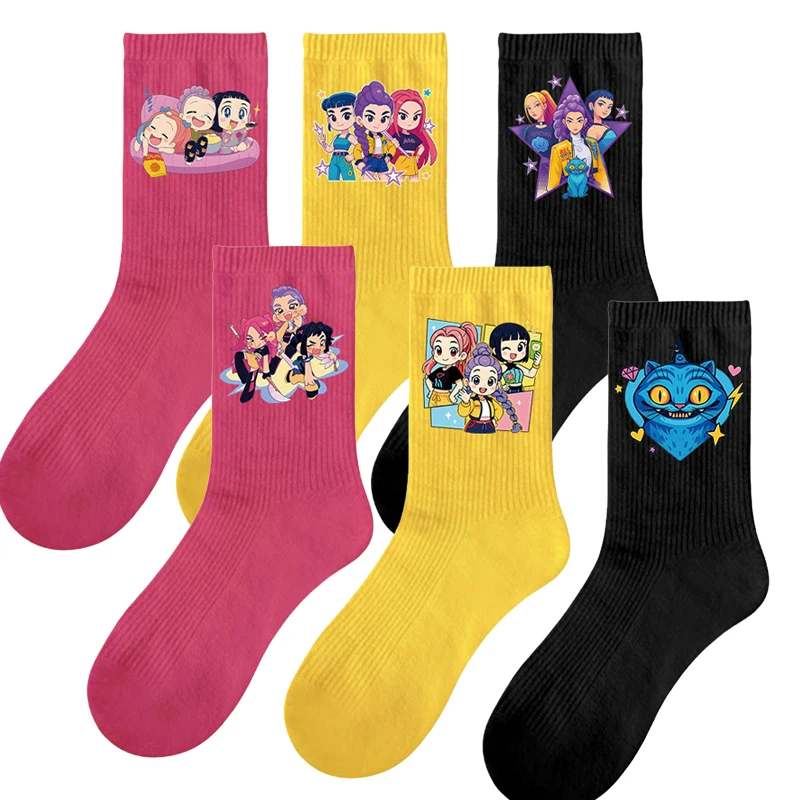 

Kpop Demon Hunters Kid Long Socks Girl Breathable Cartoon Sock Cute Sock Combed Cotton Winter Hip Hop Harajuku Socks Kid Gift