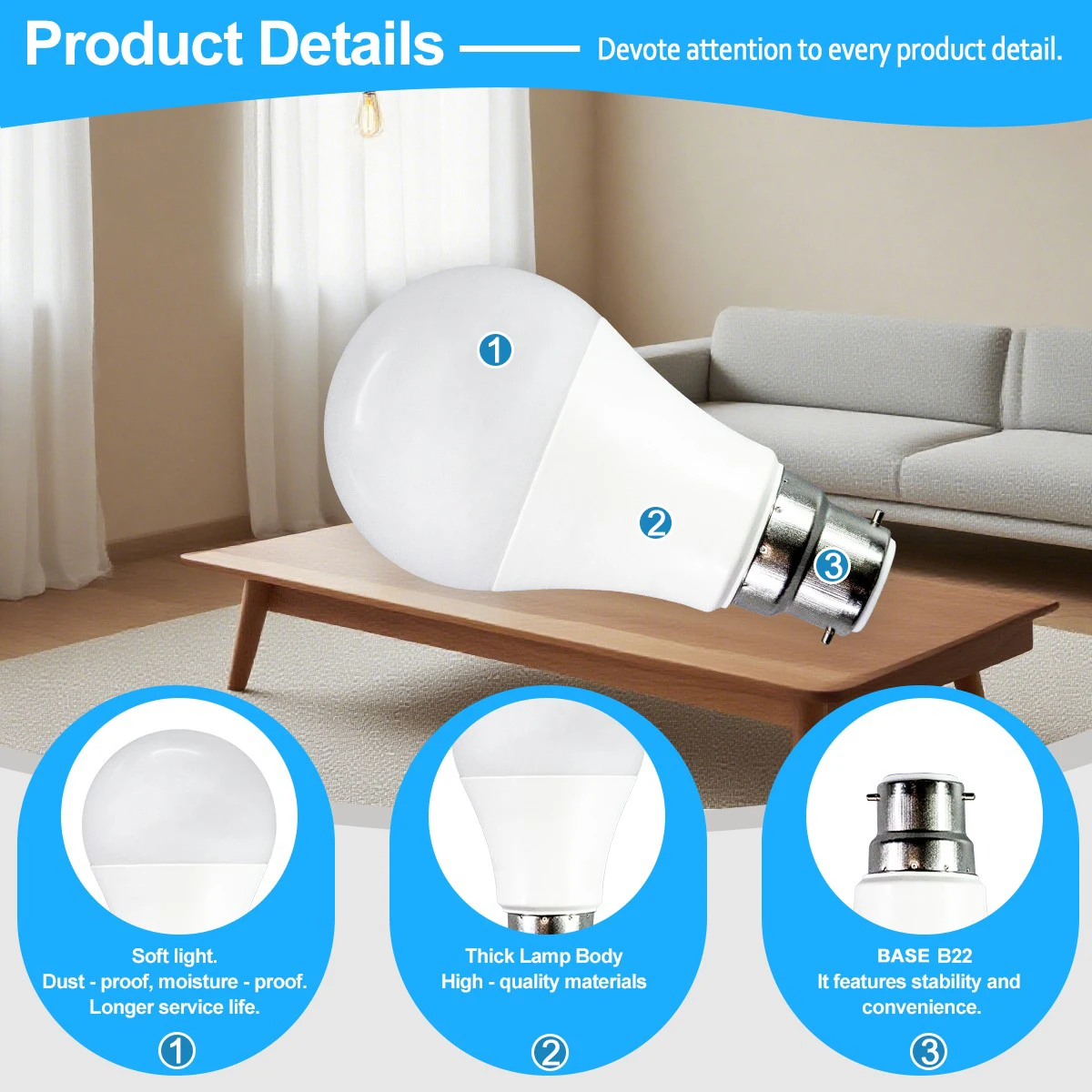 4PCS LED Bulb B22 Lamps 80-100LM/W 3W 8W 9W 12W 15W 18W 24W AC 220V 240V Lampada Light Bulbs Living Room Home Indoor LED Bulb image 6