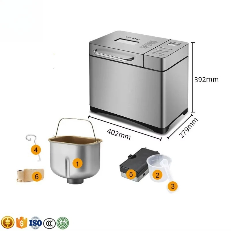 Household Stainless Steel Housing Fashion Multifunction Automatic Electric Bread Maker Machine
