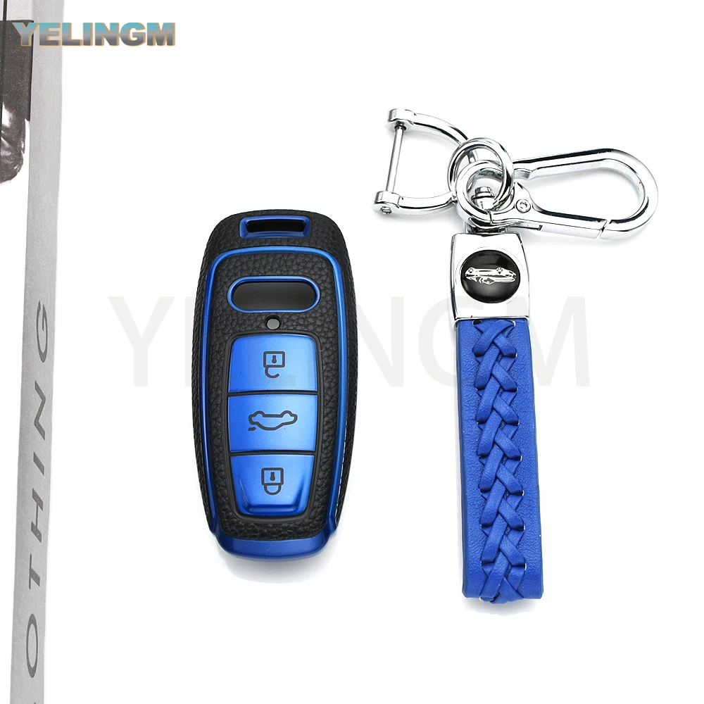 Auto-Fernbedienungs-Schlüsselhülle für Audi A6 C8 S6 RS6 A7 S7 RS7 A3 8Y A8 D5 4N RS Q8 RSQ8 E-tron GT Q4 Q7 4M TPU Leder Schlüsselanhänger-Gehäuse
