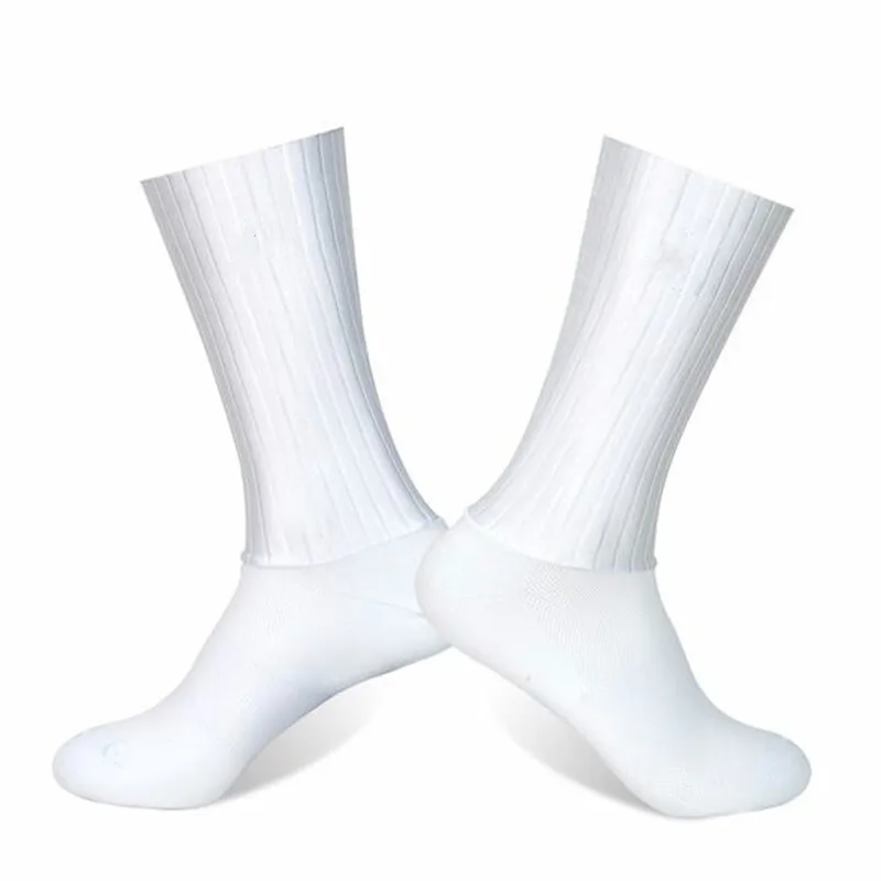 Chaussettes Aero anti-dérapant Silicone été Whiteline chaussettes de cyclisme hommes vélo Sport course vélo chaussettes Calcetines Ciclismo