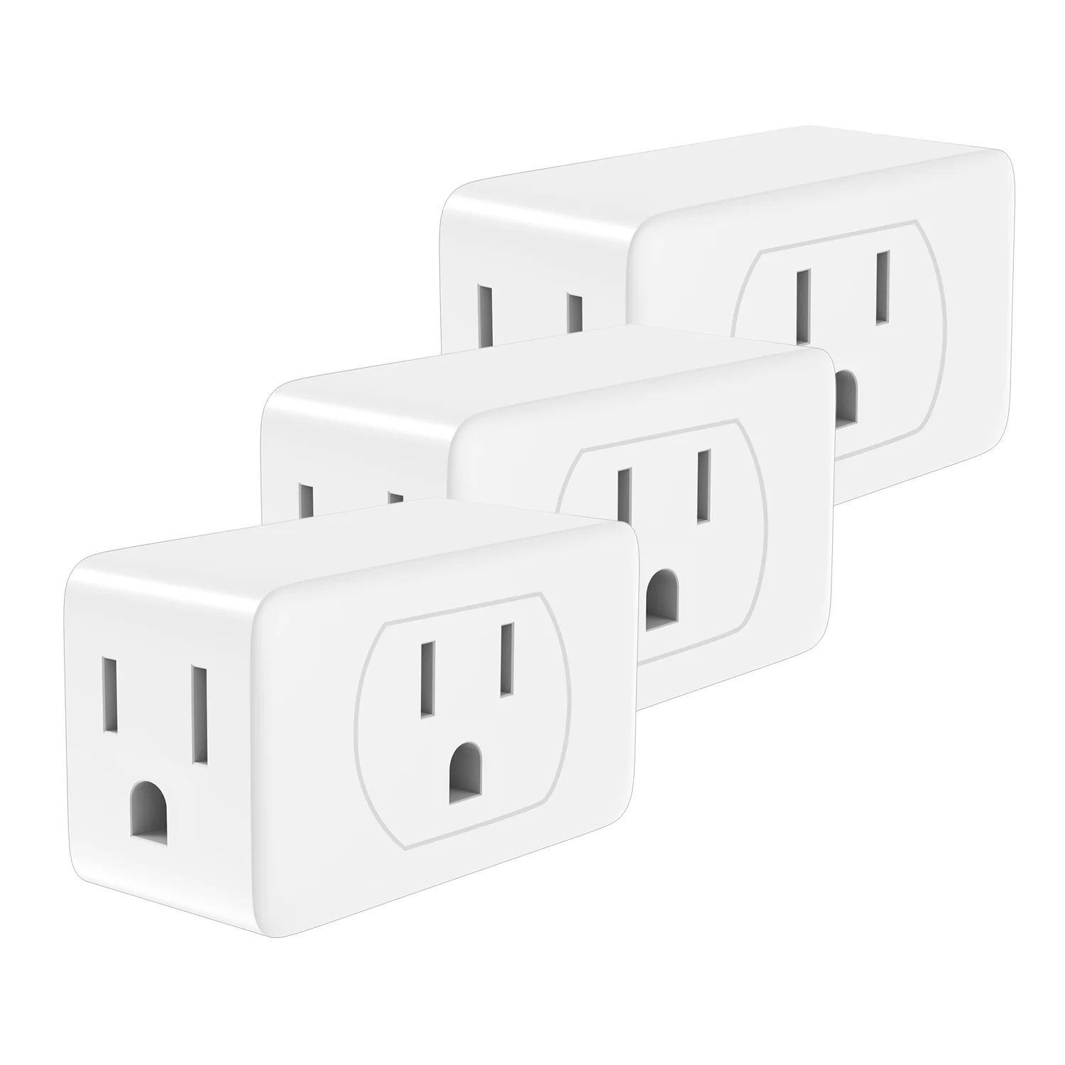 3pcs US Wall Plug Adapter with 3 AC Outlet Extender Multiple Socket Power Strip Electrical Outlet for Home Office White