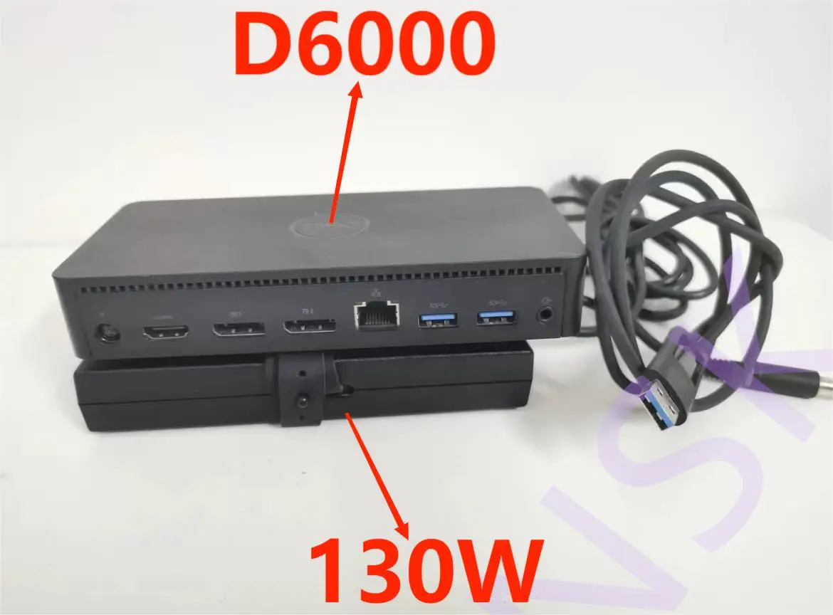 Original For Dell D6000 4K Docking Station M4TJG W/ 130W Power Supply Adapter 100% Test OK