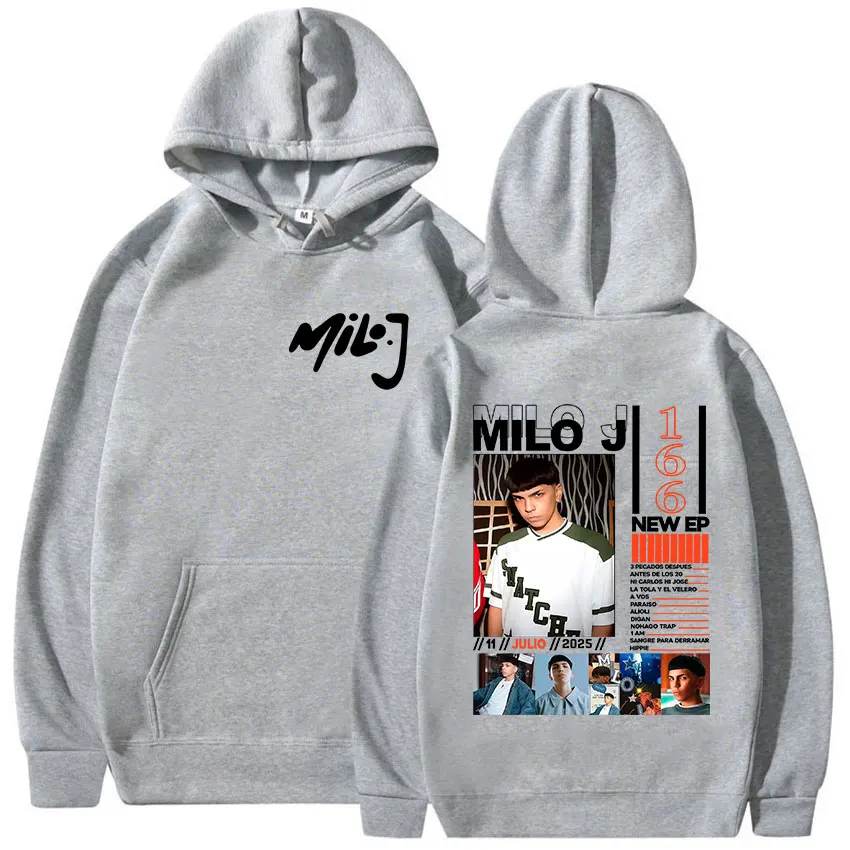 مغني الراب ميلو J 166 ألبوم 2025 الجرافيك هوديي الرجال الهيب هوب كنزة صوف البلوز القوطية موضة المتضخم هوديس الشارع الشهير #4