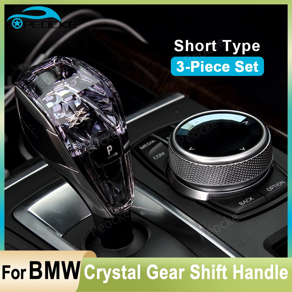 Crystal Gear Shift Stick Heads Short Type For BMW X5 F15 X6 F16 Gearbox Handle Upgrade Logo X Gear change Lever knob 3-Piece Set