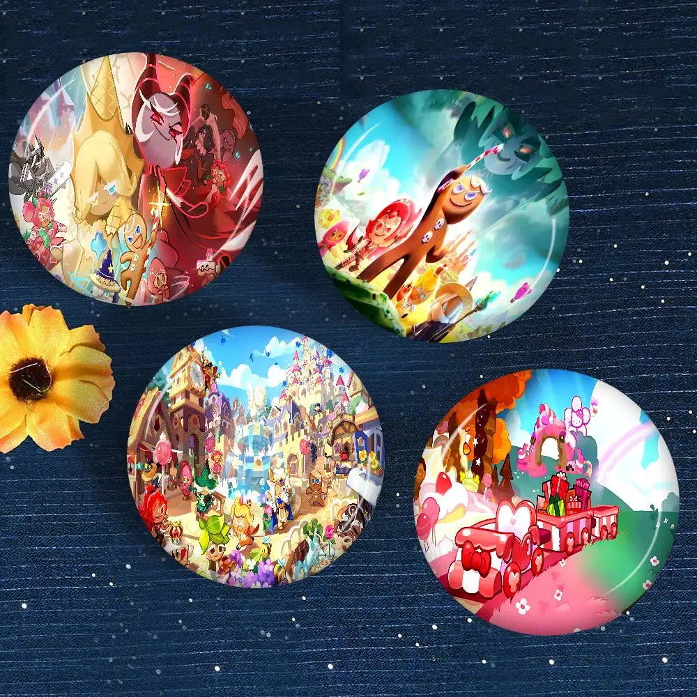 Cute C-Cookie Run Kingdom-S Anime Round Button Pins Slogan Creative Brooches Backpack Clothes Decoration Fashion Cartoon Jewelry