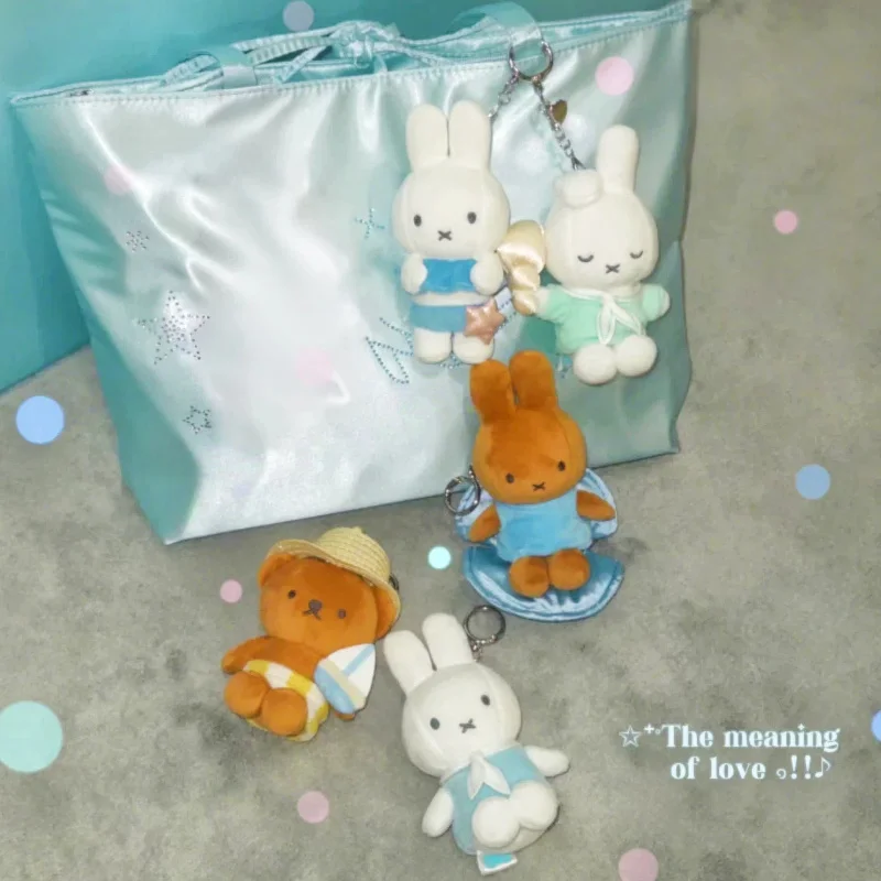 New Miffy Dream My Island Series Kawaii Rabbit Pendant Keychain Soft Stuffed Doll Bag Hanging Decoration Summer Gift In Stock view 3