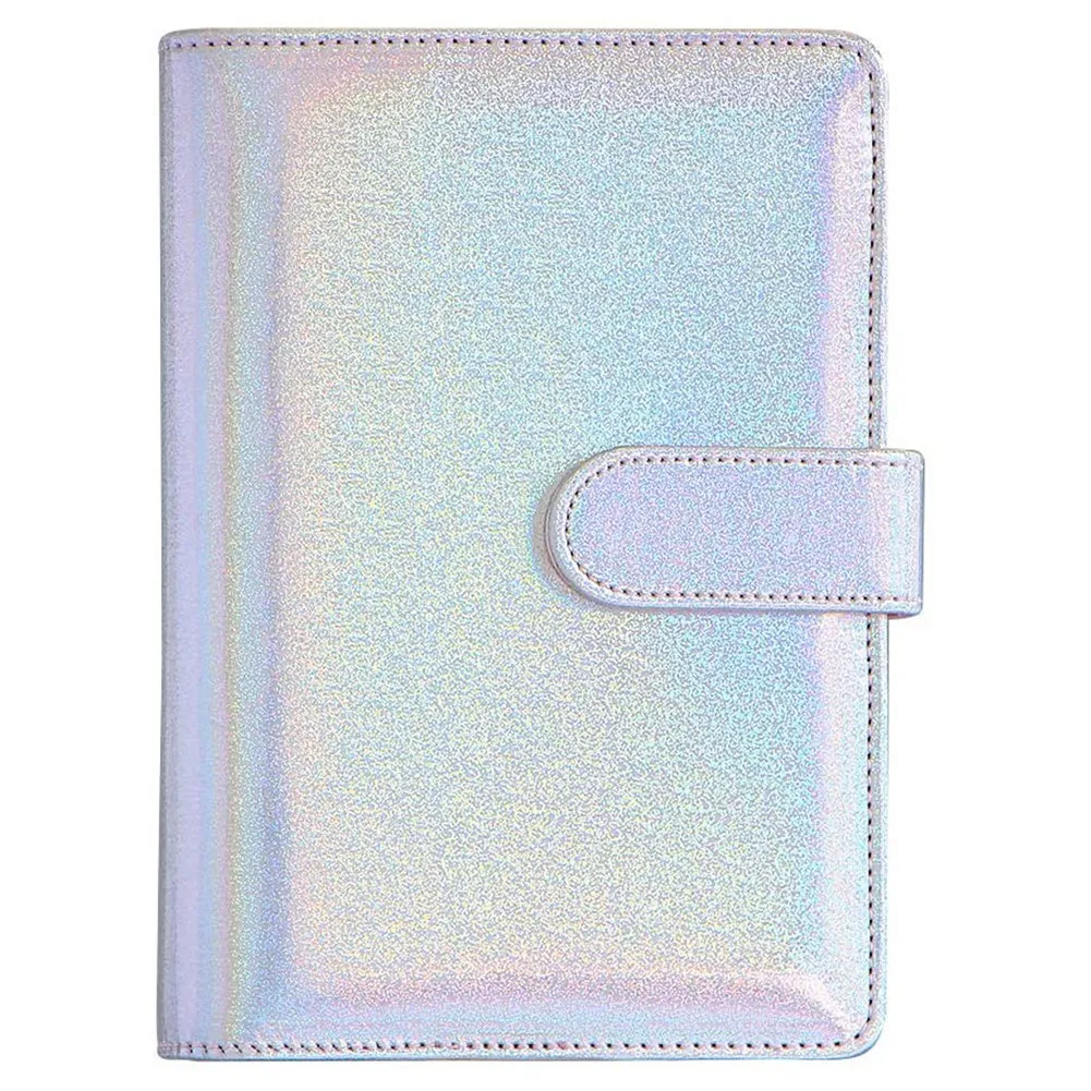 

A6 Pu Leather Notebook Binder Cover,6 Ring A6 Binder Budget Cash Envelopes,Planner Travel Journal Binder Cover,Silver