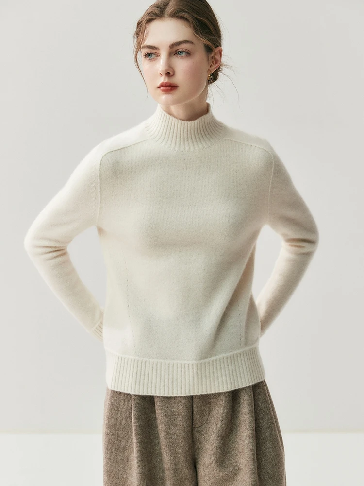 

Простой пуловер из 100% кашемира, однотонный универсальный базовый свободный вязаный свитер с длинными рукавами и внутренней стороны, осень-зима, высокое качество