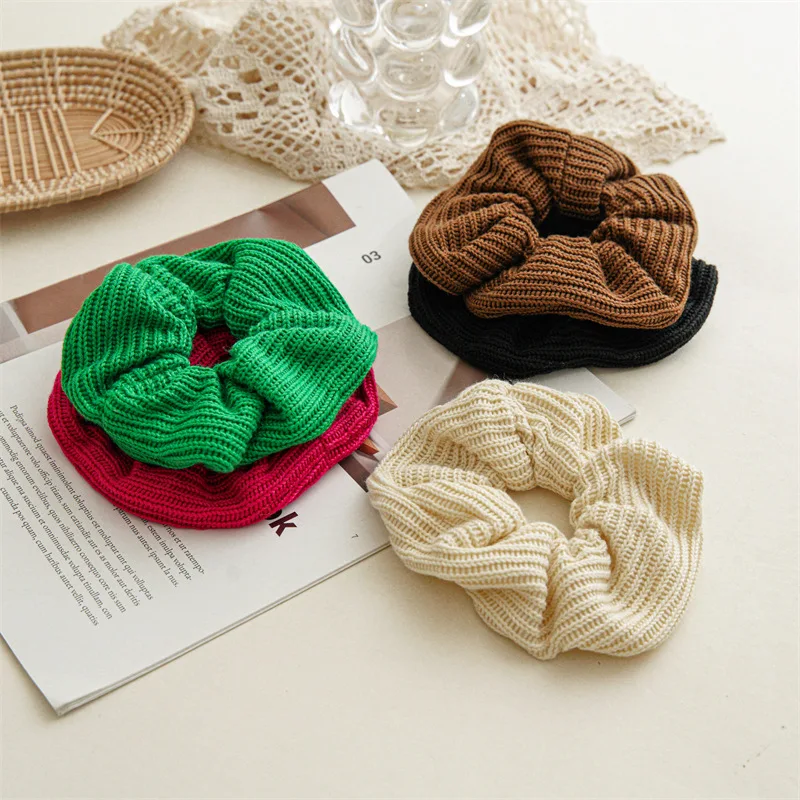 New Oversized Scrunchies Wool Knitted Extra Large Elastic Hair Band Rubber Ponytail Holder Women Hair Ties Winter Accessories