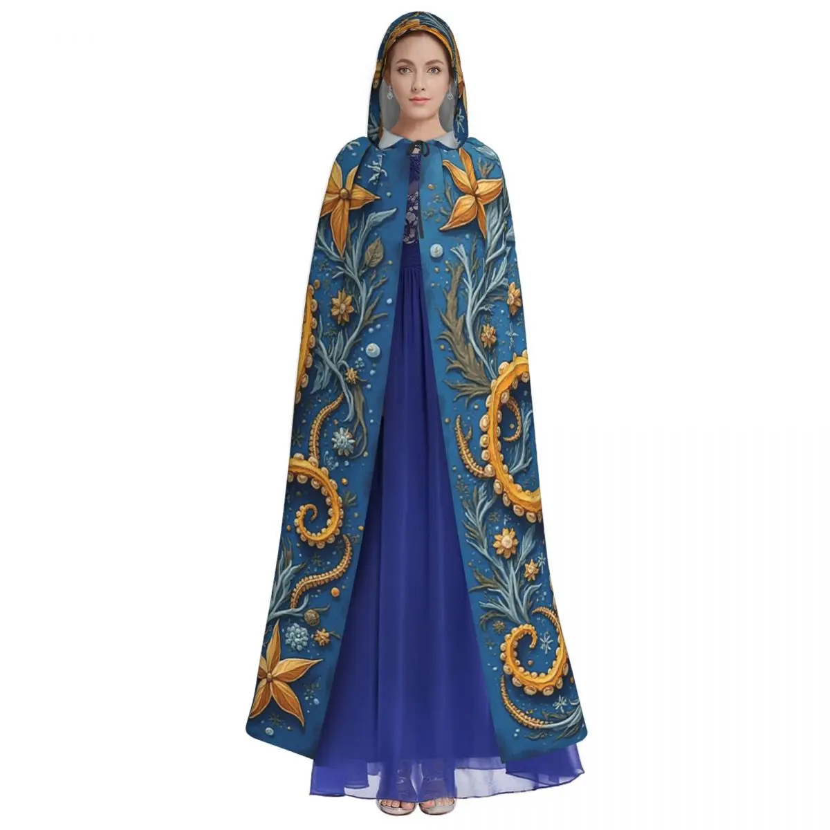 Capa larga con capucha y marco de tentáculos de pulpo, disfraz Medieval de bruja, capa de Cosplay, Halloween, vampiro, adulto, Unisex