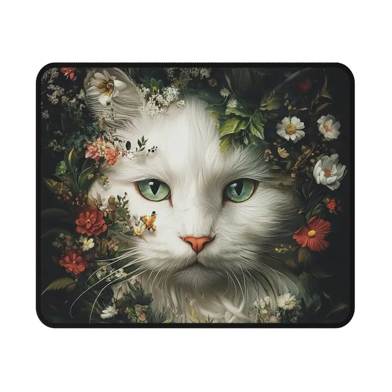 

Flower Cat mousepad, rubber anti-slip, high-definition printed computer mechanical keyboard pad, high-quality washable table pad