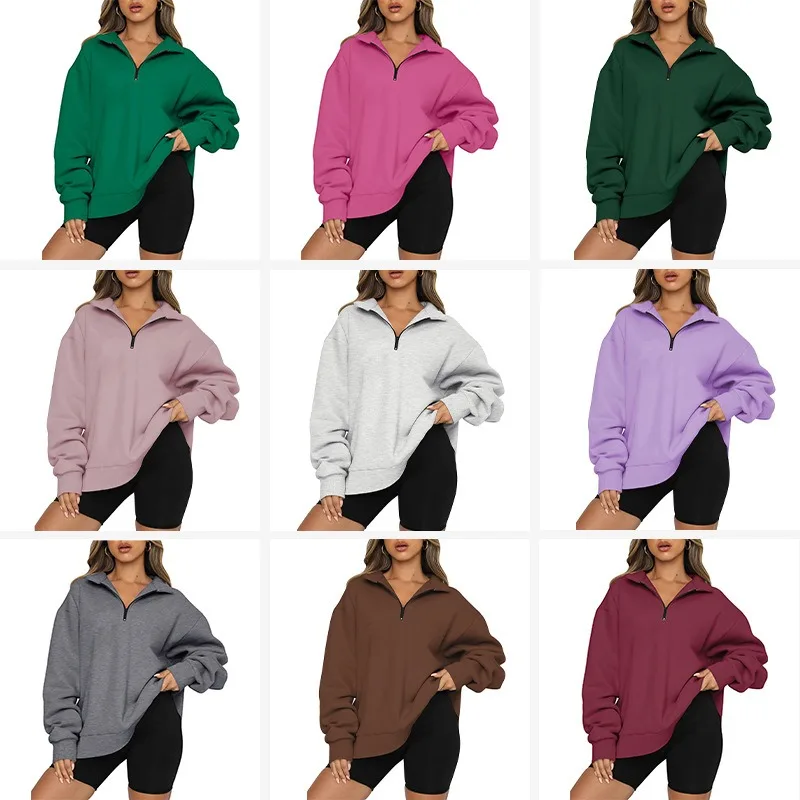 ​​Women's Quarter Zip Baseball Jacket French Pullover Fall Winter Casual Streetwear Top Minimalist Style 3-in-1 Jacket